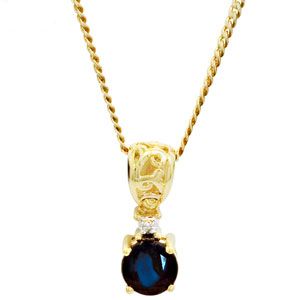 Black Sapphire and Diamond Gold Pendant