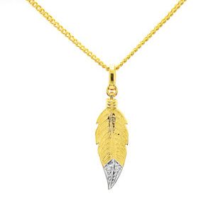 Diamond Gold Pendant - Feather