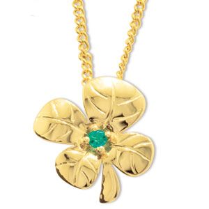 Emerald Gold Pendant - Shamrock