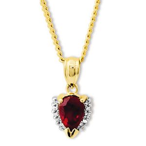 Ruby and Diamond Gold Pendant - Pear Cluster