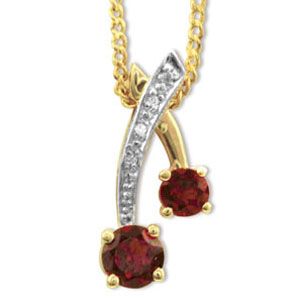 Garnet and Diamond Gold Pendant