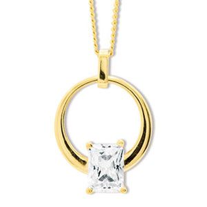 Cubic Zirconia CZ Gold Pendant - Circle Slider