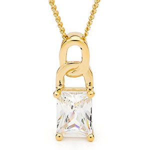 Cubic Zirconia CZ Gold Pendant - Chain