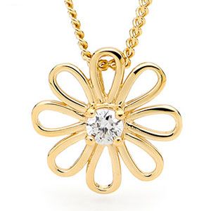 Cubic zirconia CZ Gold Pendant - Daisy Flower