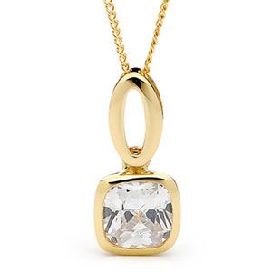 Cubic Zirconia CZ Gold Pendant - Loop