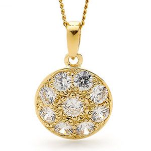 Cubic Zirconia CZ Gold Pendant - Circle