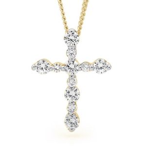 Cubic Zirconia CZ Gold Pendant - Cross Gemstone