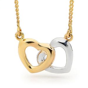 Gold Necklace - Double Heart