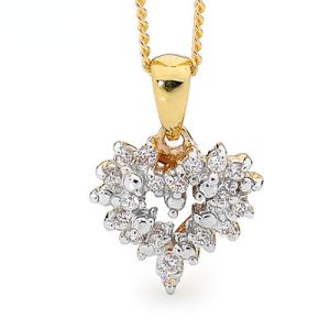 Cubic Zirconia CZ Gold Pendant - Heart Sparkle