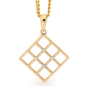 Diamond Gold Pendant - Lattice