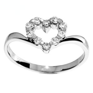 Diamond Platinum Ring - Heart