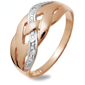 Diamond Rose Gold Ring - Plait Braid