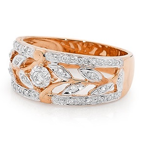 Diamond Rose Gold Ring - Floral Band
