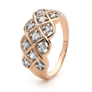 Diamond Rose Gold Ring - Dreamweaver Three Strand