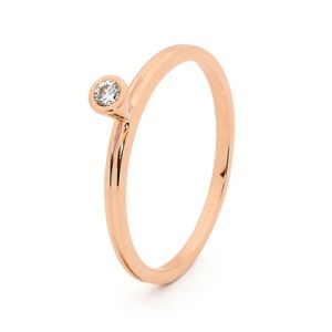 Cubic Zirconia CZ Rose Gold Ring - Stackable Bezel Set