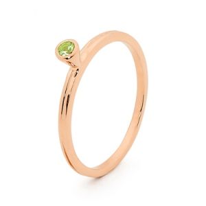 Peridot Rose Gold Ring - Stackable Bezel Set