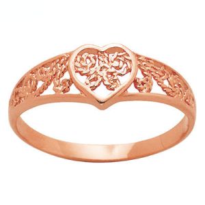 Rose Gold Ring - Heart Filigree