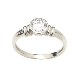 Cubic Zirconia CZ White Gold Ring - Bezel Set