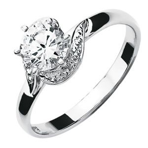 Cubic Zirconia CZ White Gold Ring - Solitaire