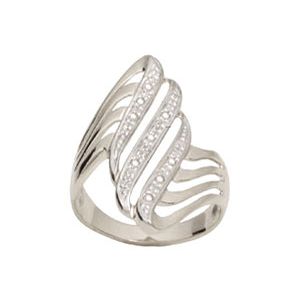 Diamond White Gold Ring - Swirl