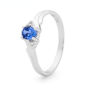 Ceylon Sapphire and Diamond White Gold Ring