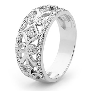 Diamond White Gold Ring - Filigree