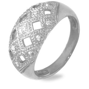 Diamond White Gold Ring - Basket Weave