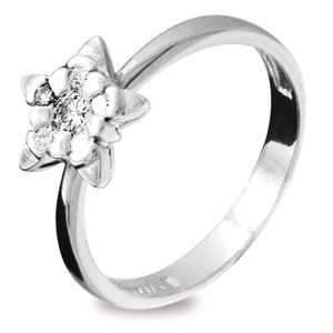 Diamond White Gold Ring - Star