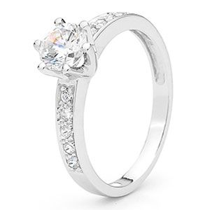 Cubic Zirconia CZ White Gold Ring - Engagement