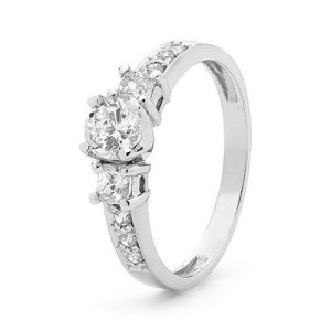 Cubic Zirconia CZ White Gold Ring - Engagement Sparkler