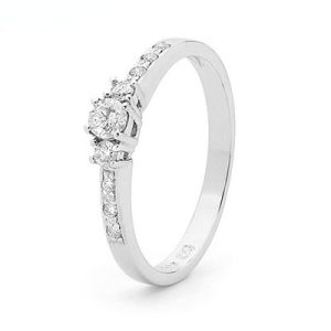 Diamond White Gold Ring - Engagement .245ct