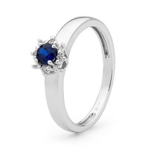 Sapphire and Diamond White Gold Ring - Petit Cluster