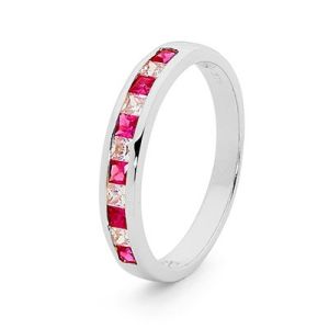 Ruby and Cubic Zirconia CZ White Gold Ring