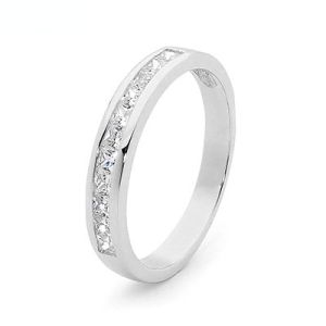 Cubic Zirconia CZ White Gold Ring - Channel Setting