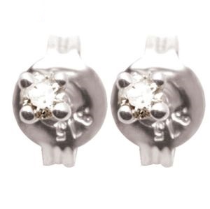 Diamond White Gold Earrings .04ct Round