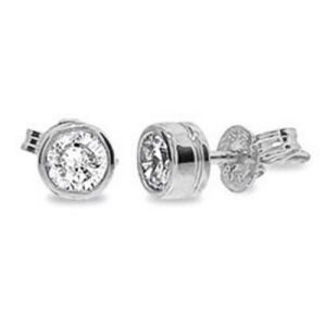 Diamond White Gold Earrings .30ct Bezel