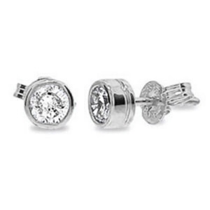 Diamond White Gold Earrings .20ct Bezel