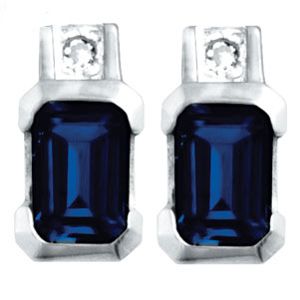 Black Sapphire and Diamond White Gold Earrings