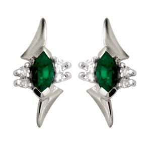 Emerald and Diamond White Gold Earrings