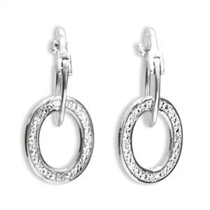 Diamond White Gold Earrings - Oval