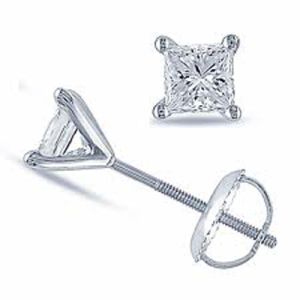 Diamond White Gold Earrings .07ct Square