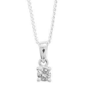 Diamond White Gold Pendant - 4 Claw