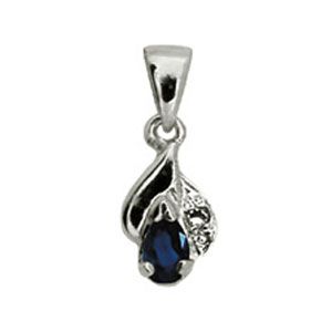 Sapphire and Diamond White Gold Pendant