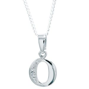 Diamond White Gold Pendant - O Initial