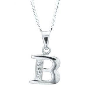 Diamond White Gold Pendant - B Initial