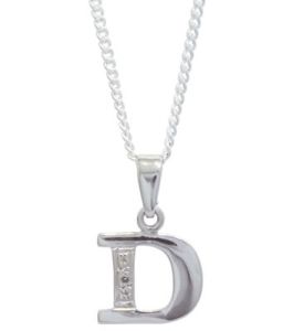 Diamond White Gold Pendant - D Initial