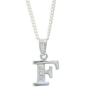 Diamond White Gold Pendant - F Initial