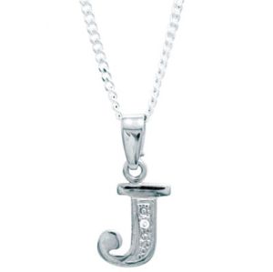 Diamond White Gold Pendant - J Initial