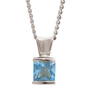 Blue Topaz White Gold Pendant