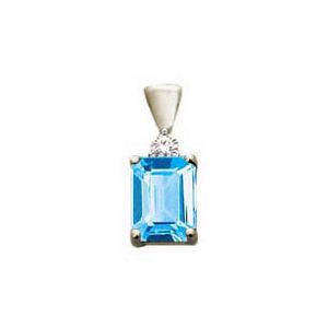 Blue Topaz and Diamond White Gold Pendant